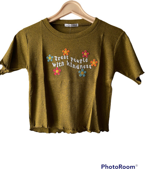 MISS ZARA Casual Embroidered Women Light Green Top - Buy