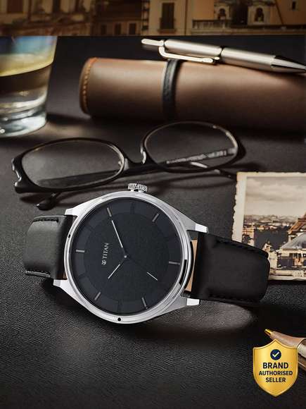 Titan Workwear Black Dial Black Leather Strap Analog Watch - Image 10