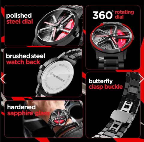 Wheel Rotation Watch SHEEEN Spinning car wheel rotating gyro wrist watch Car wheel watch ...
