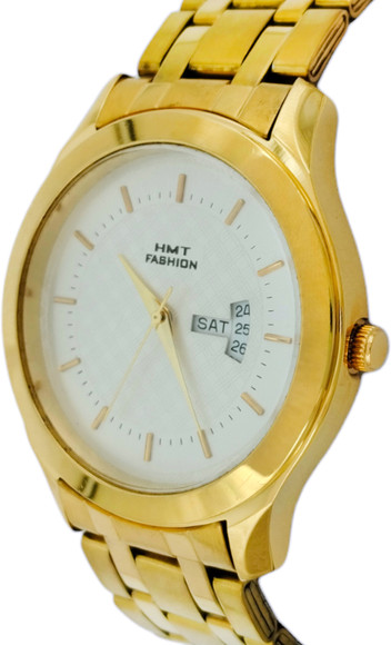 Hmt Fashion Round Big Size Dial Golden Triple Fold Clasp Chain