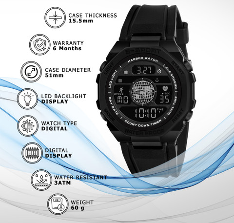 Harbor 9134 Black A cool black digital watch ideal for young boys