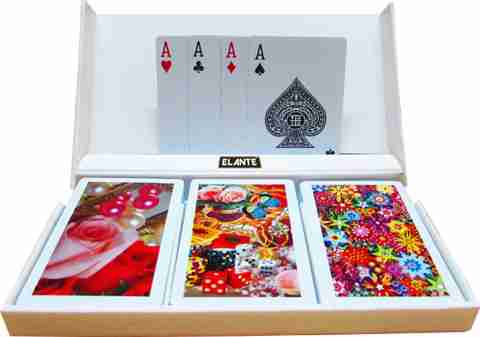 Elante 100% Plastic Playing Cards Set of 3 - 100% Plastic Playing