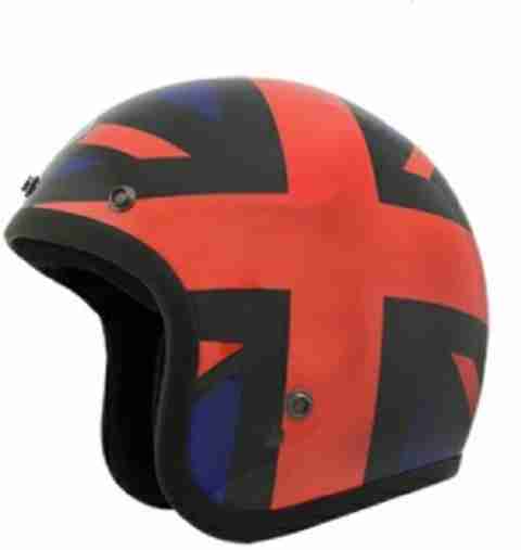 british flag motorcycle helmets NZI 490004G332 3D Vintage II Union Jack Open Face Helmet, Detail, White/Blue/Red, XS Automotive ES chin cover increases exhaust from mouth area while reducing wind noise Compatible with VAS THH Black England Motorbike Helmet