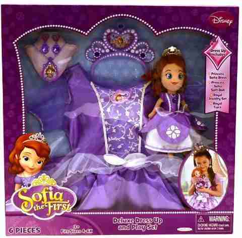 princess sofia dress up set Disney Jr. Sofia the First Royal Magic Dress-Up Set, Kids Dress-Up & Pretend Play Costume with Sofia Dress, Tiara, and Collectible Charm, for Ages 3+