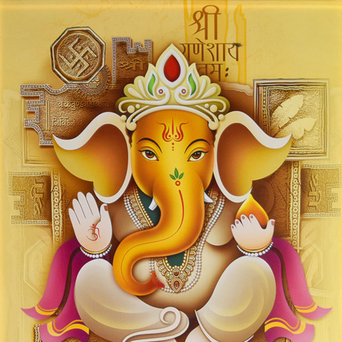 ガネーシャ 手描き絵画 限定版187/999 0115o37 Gallery99 Ganesh Finely Crafted Digital Reprint 8.75 inch x 0.79