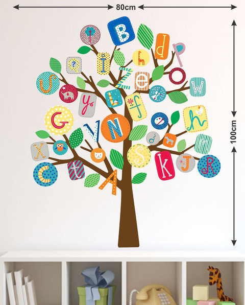 HAPPYSTICKY 100 cm Alphabets Tree Removable Sticker Price in India ...