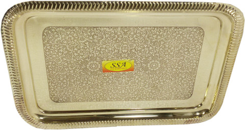 Shivshakti Arts Handmade Pure Embossed Designed Brass Tray
