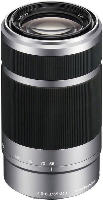 SONY E 55-210mm f/4.5-6.3 OSS E-Mount Silver Telephoto Zoom Lens