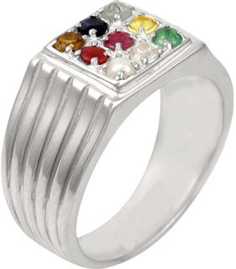 PTM Natural Navaratna (9 stones) Gemstone for Male and Female Sterling  Silver Ring