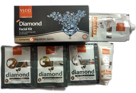 VLCC Diamond Single Facial Kit - 60gm Anti-Aging Skin Detox Treatment With Diamond Bhasma