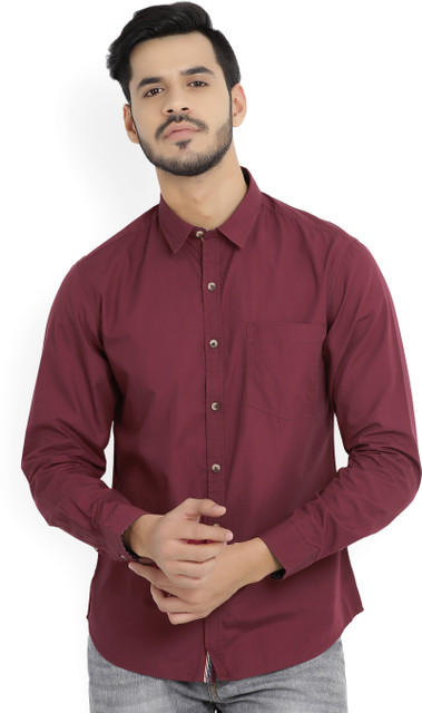 John Players Men Solid Casual Red Shirt