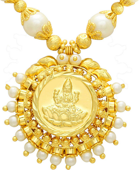 memoir Gold plated White Pearl studded Rich and heritage Laxmi