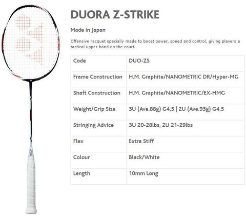 YONEX DUORA Z STRIKE White Unstrung Badminton Racquet - Buy YONEX