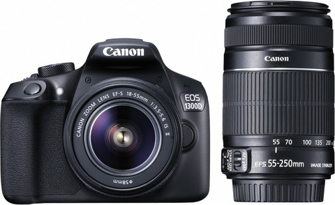 Canon EOS 1300D DSLR Camera Body with Dual Lens: EF-S 18-55 mm IS