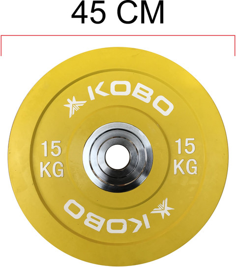 KOBO 30 kg Bumper Plates Competition Level Olympic Barbell Bar Plate Home  Gym Combo
