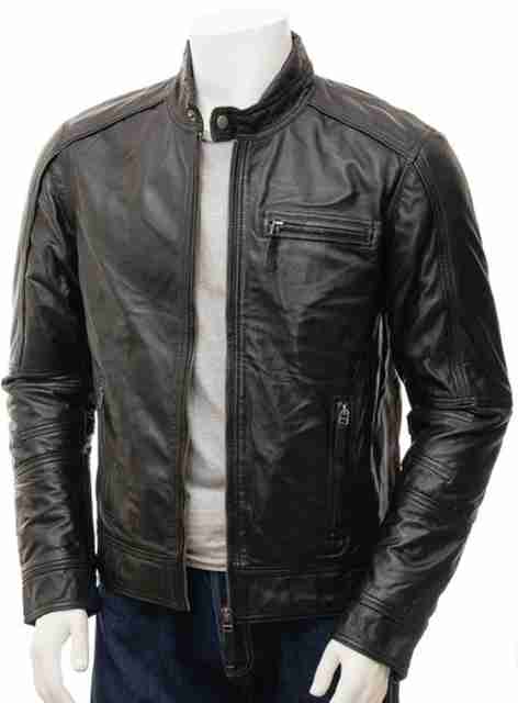 Lambskin Leather Full Sleeve Solid Men Jacket - Buy Lambskin