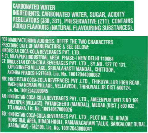Sprite Ingredients List