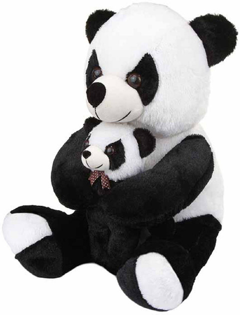 Teddy GiftEE Sitting Panda with Baby - 55 cm (Black, White) - 55