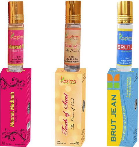 Kazima Romantic Moment Fragrance Unisex Roll On Attar Pure Natural  Perfume Combo (3 Pcs Pack of 8ML) Floral Attar - Main Image