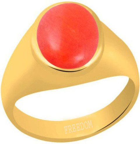freedom Certified Coral (Moonga) Gemstone Ratti or Carat for Male  Panchdhatu 22K Gold Plated Alloy Ring