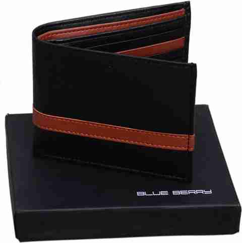 Blue Berry Men Black Genuine Leather Wallet Black-16 - Price