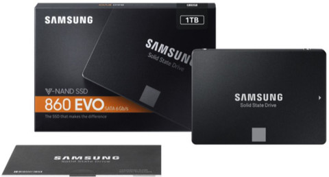 内蔵型SSD Samsung 860 EVO 1TB SSD Samsung 860 Evo 1 TB Laptop, Desktop Black SATA III Internal Solid