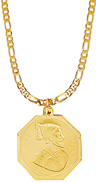 Shining Jewel 24K Shivaji Maharaj Rajmudra Coin Gold-plated Brass