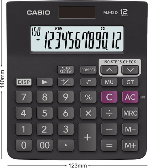 CASIO MJ-12D-BK Desktop Basic Calculator Basic