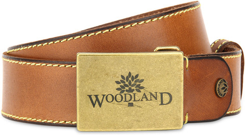 WOODLAND Men Tan Genuine Leather Belt Tan Price in India