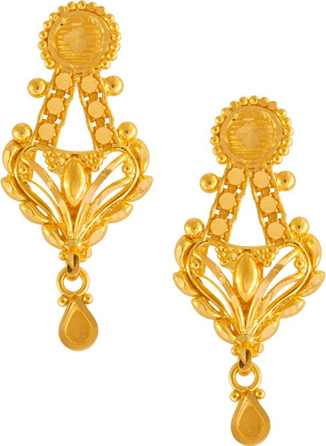 PC Chandra Jewellers Yellow Gold 22kt Drop Earring Price in India