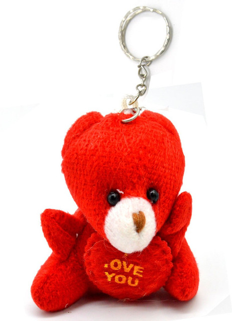 faynci I Love You Red Cute Teddy Bear Key Chain for Friendship and