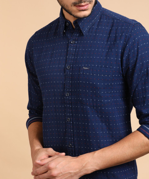 Pepe Jeans Men Self Design Casual Dark Blue Shirt Buy NAVY Pepe