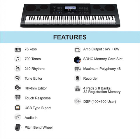 CASIO WK-6600 KH29 Digital Portable Keyboard Price in India - Buy
