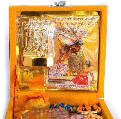RUDRA DIVINE Shri Baglamukhi Kavach Niwaran Set Brass, Crystal