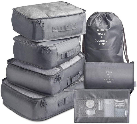 HOUSE OF QUIRK Set Travel Organizer Bag Packing Cubes Pouches  Toiletry Organizer Bag, Premium Quality Grey