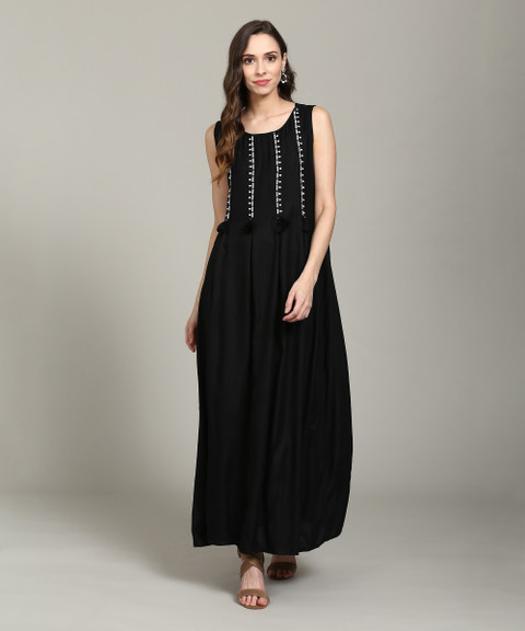 GLOBAL DESI Women Maxi Black Full Length Dress - Buy GLOBAL DESI Women Maxi  Black Full Length Dress Online at Best Prices in India | Flipkart.com