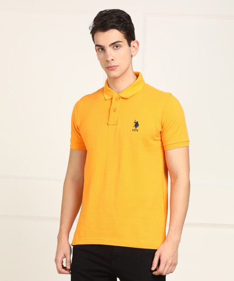 POLO Solid Men Polo Neck Yellow T-Shirt Buy POLO