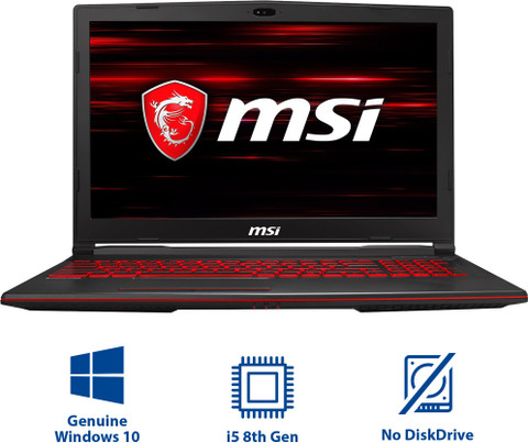 MSI GL Series Intel Core i5 8th Gen 8300H (8 GB/1 TB HDD/Windows 10  Home/4 GB Graphics/NVIDIA GeForce GTX 1050) GL63 8RC Gaming Laptop