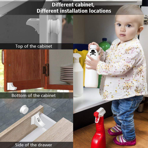 HOUSE OF QUIRK Baby Safety Magnetic Cabinet Locks Adhesive No