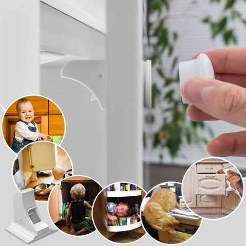 HOUSE OF QUIRK Baby Safety Magnetic Cabinet Locks Adhesive No