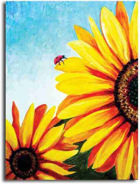 PIXELARTZ Canvas Painting - Sunflowers - Without Frame Digital