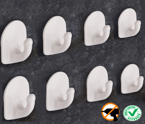 DOCOSS Pack of 8- Self Adhesive Hooks Nail Free Strong Sticker Hanger Wall  Stick Hooks Door Hanger Hook/Clothes,Utensils Holder Hanging Hooks for