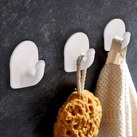 DOCOSS Pack of 8- Self Adhesive Hooks Nail Free Strong Sticker Hanger Wall  Stick Hooks Door Hanger Hook/Clothes,Utensils Holder Hanging Hooks for