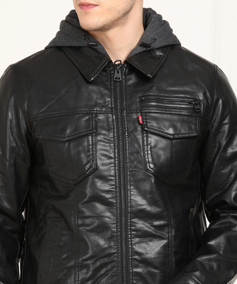 Black Leather Jacket Levis Black Mens Jacket LEVI'S Full Sleeve