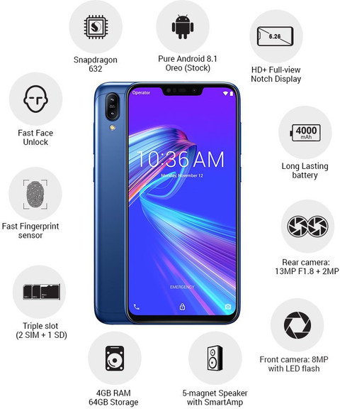 ASUS - 【新品】ASUS ZenFone Max (M2) 64GB ASUS ZenFone Max M2 ( 64 GB Storage, 4 GB RAM ) Online at