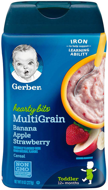GERBER Hearty Bits Multigrain Cereal Banana Apple Strawberry 227g (8oz)  (Pack of 3) Cereal