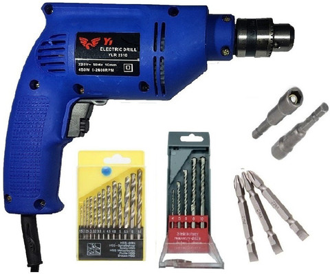 Inditrust 400W, 10mm Drilling Machine Drilling Multi-Functional Electric  triple-purpose electric drill Power with 13pcs Hss ,5pcs Masonary Bits with 