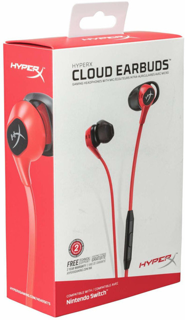 HyperX Cloud Earbud for Nintendo Switch and Mobile Gaming (HX-HSCEB-RD) Wired