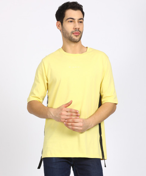 SKULT by Shahid Kapoor Embroidered Men Round Neck Yellow T-Shirt