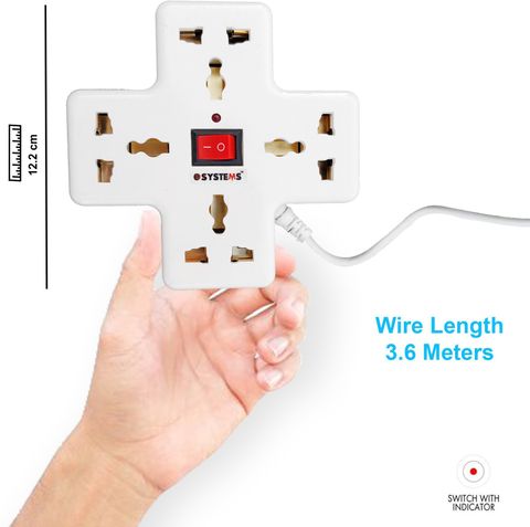 eSYSTEMS Extension Board, Multi Plug Point Strip, Extension Cord 6 Amp ...